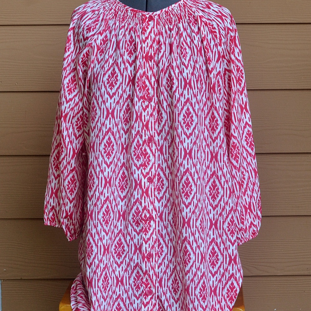 MAEVE ANTHROPOLOGY PRINT TUNIC DRESS - PINK SZ L